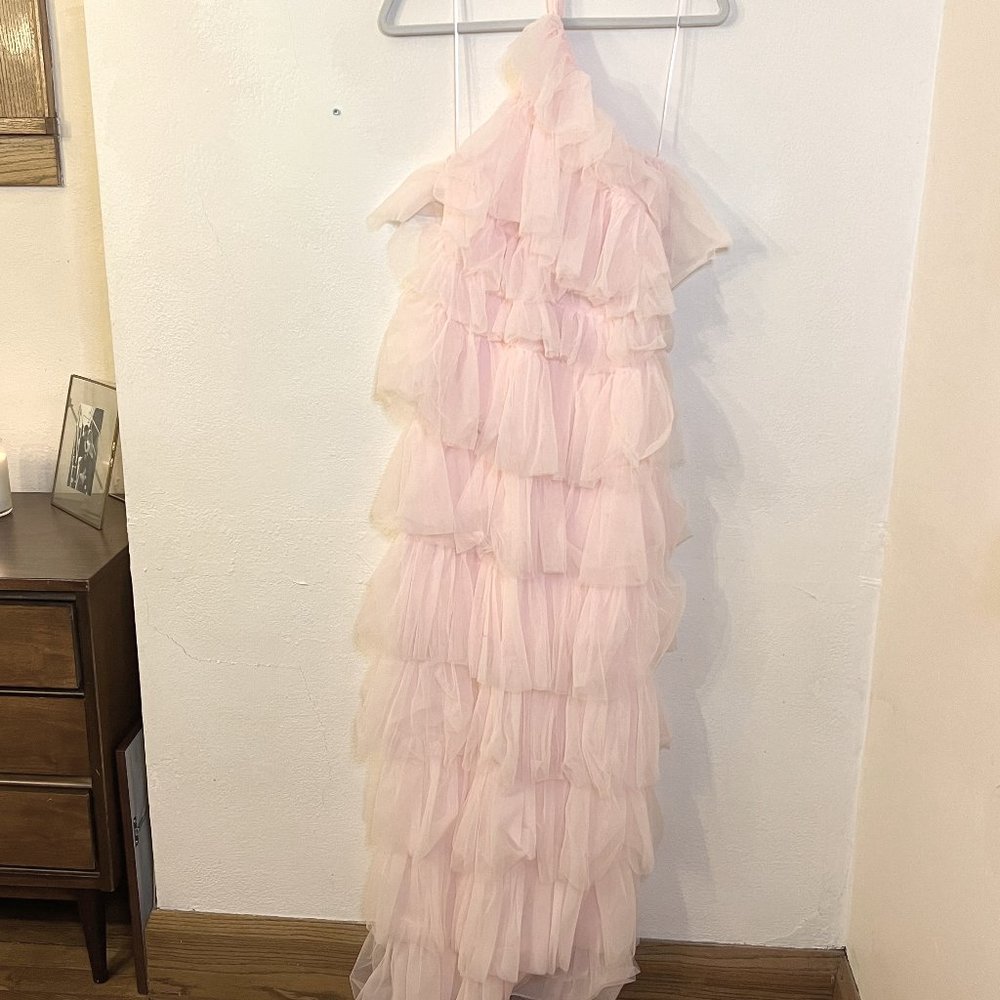 Mable Tiered Tulle Pink Bridesmaids Gown